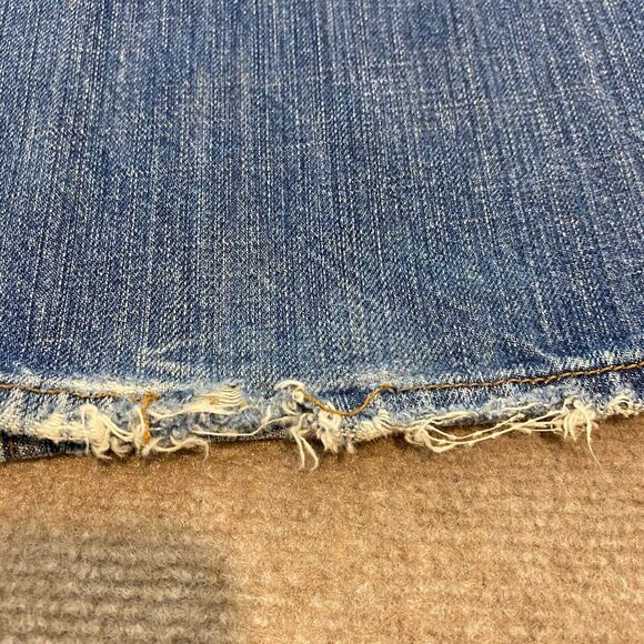 Gap Jeans Mens 32x28 Blue Denim Faded Premium Bootcut Flat Front Distressed - Picture 6 of 16
